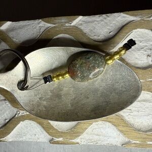 Silver Plated Spoon Keychain with Stone and Beads